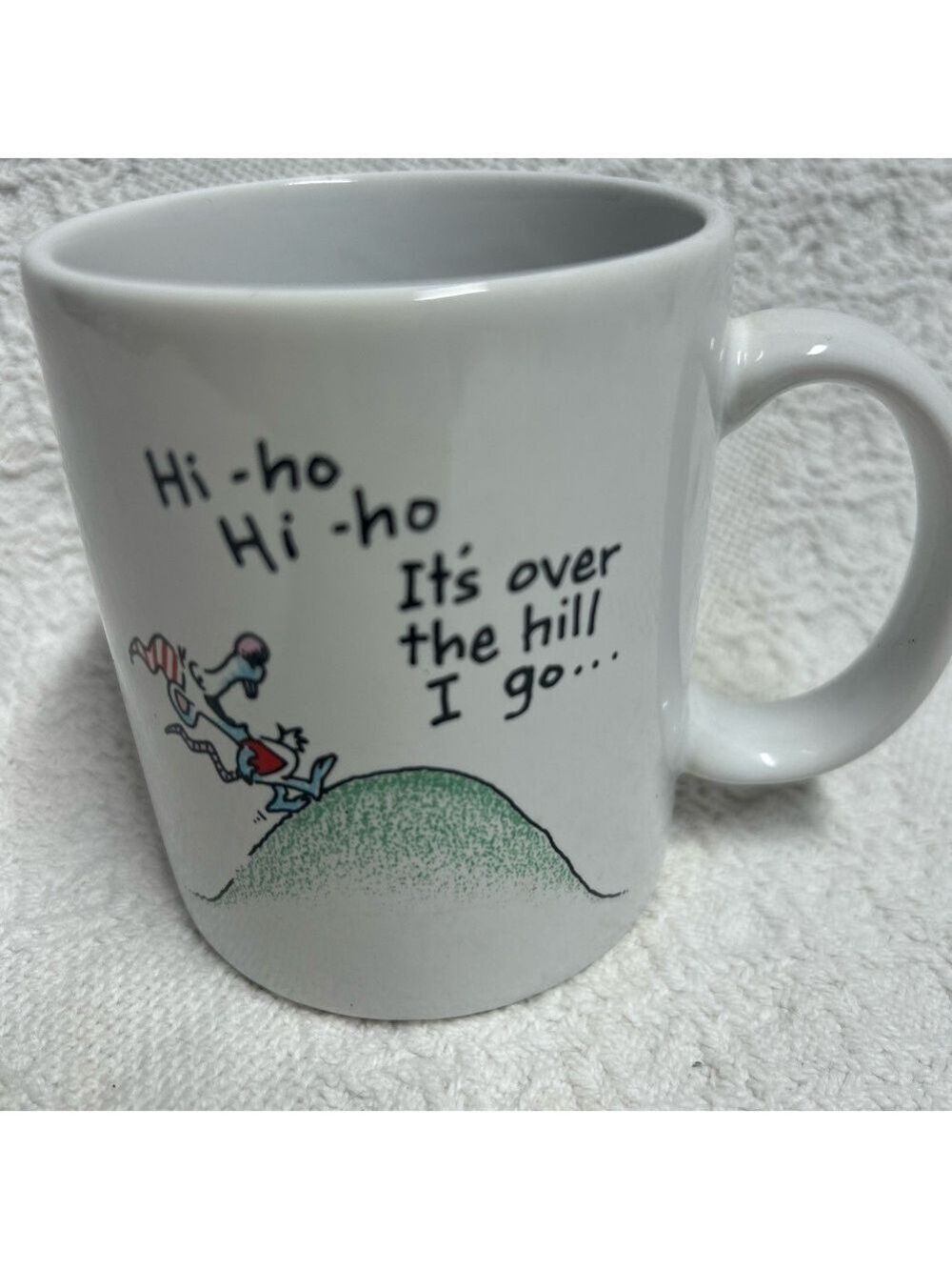 Vintage 80s Hallmark Shoebox Hi Ho Hi Ho It's Over the Hill I Go Retirement Mug